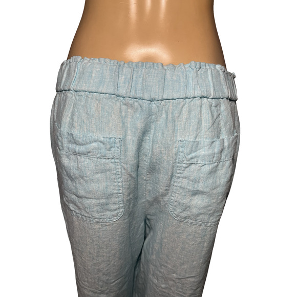 Talbots Pants Womens Large Light Blue Nantucket Pull-On Wide Leg Crop Linen - Picture 5 of 14